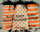 Halloween Party Bags--(24) Personalized ORANGE CHEVRON Favor Bags,Halloween Treat Bags (5x7)Popcorn bag, Carnival Party, boutique/bakery bag Il_170x135