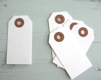 SALE ~ 25 Small White Parcel Tags 2 3/4" x 1 3/8" | White Gift Tags