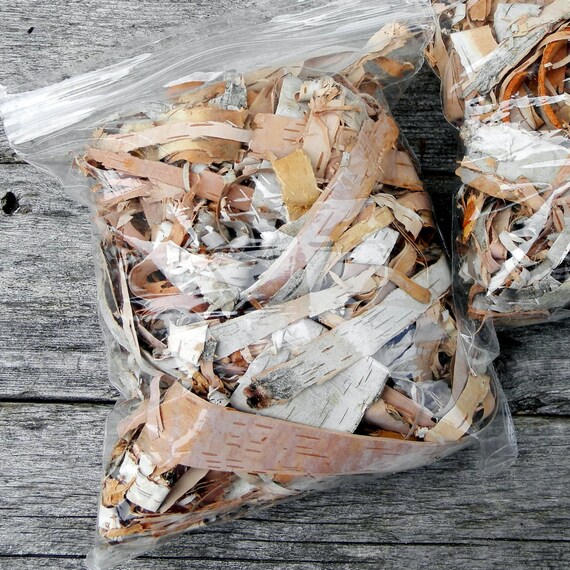 WHITE BIRCH BARK Confetti Curls Shreds Strips by TheRusticWoodshed