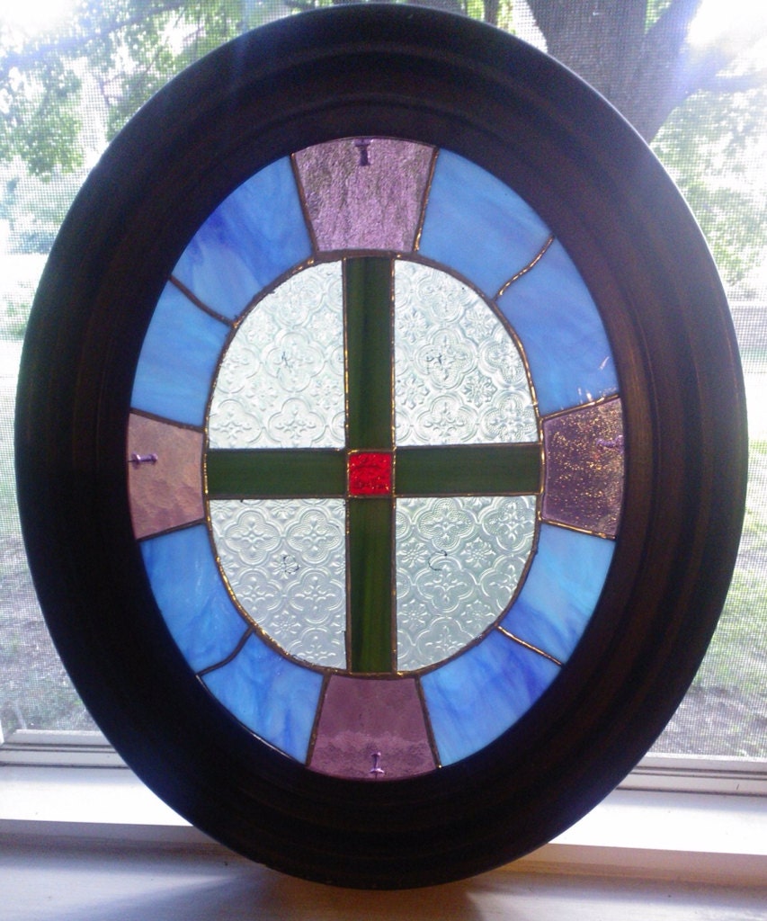 Stained Glass Oval Framed