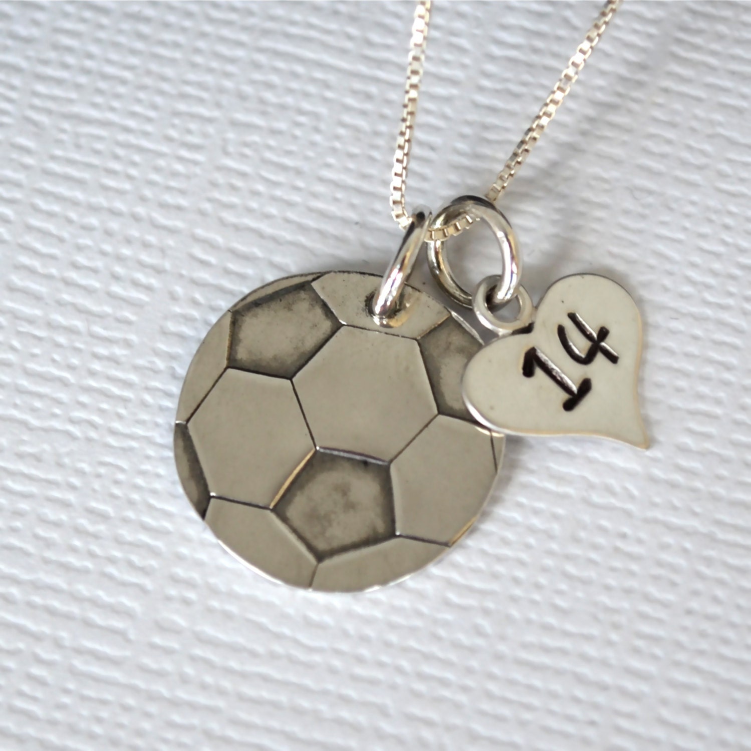 Hand Stamped Soccer Ball Necklace for Soccer Mom or Soccer