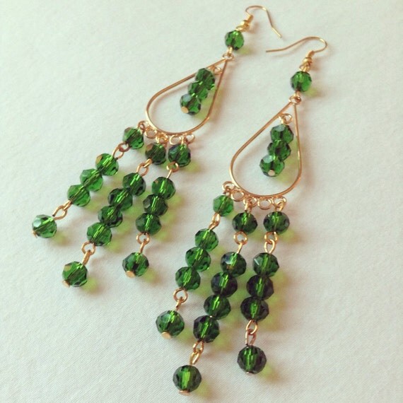 Items similar to Emerald Chandelier Earrings on Etsy