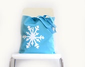 Aqua Winter Wonderland Cotton Tote Bag with White Snowflake for the holidays. Teacher Gift for Christmas. Il_170x135