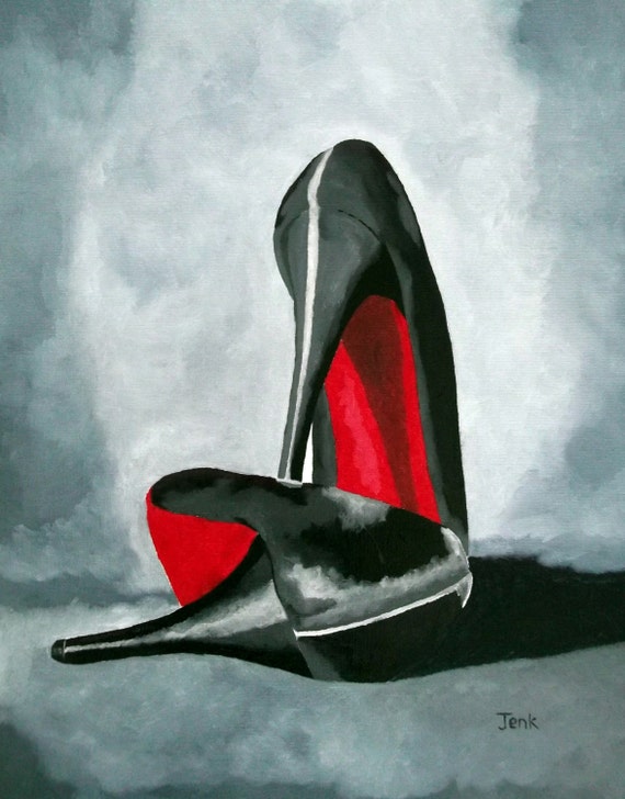 Items similar to Art Print of CHRISTIAN LOUBOUTIN Black Designer Shoes ...