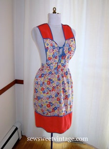vintage floral apron, retro kitchen apron, sexy aprons, housewares ...