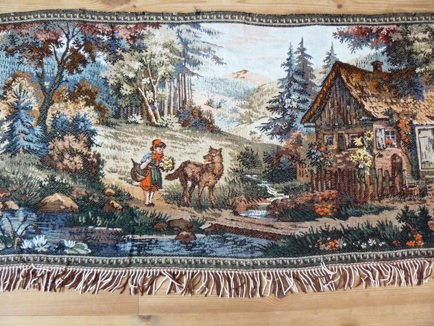 Soviet vintage Tapestry Textile Wall Hanging Little Red