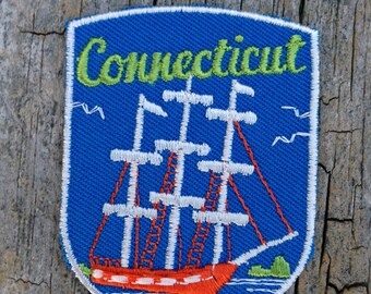 Connecticut Vintage Souvenir Travel Patch by Voyager