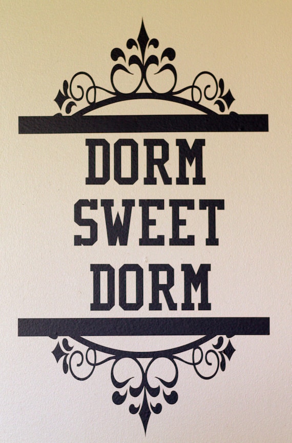 Items similar to Dorm Sweet Dorm Black Removable Vinyl Wall Decal 103/4" x 18" on Etsy