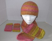 SALE - Young Adult Crochet Hat, Scarf, and Hand Warmers