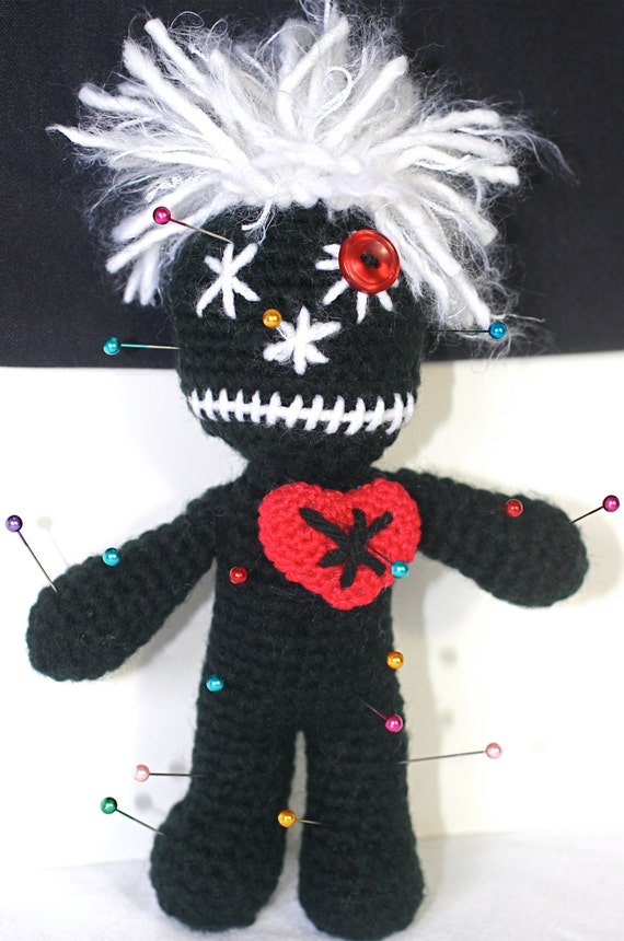 black and white voodoo doll