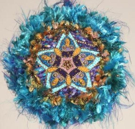 Aqua Star Christmas Ornament, Christmas decoration, OOAK