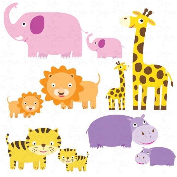 Mom baby animal clipart 