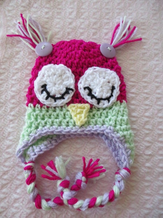 SLEEPY OWL Hat Crochet Owl Hat Preemie / by ...