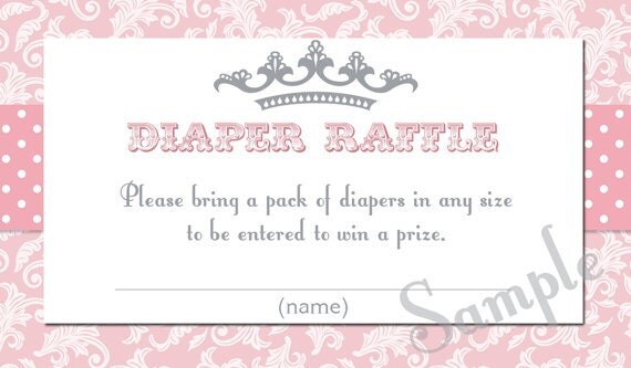 Pink Damask Princess Baby Shower Diaper Raffle Tickets - Printable File Il_570xn