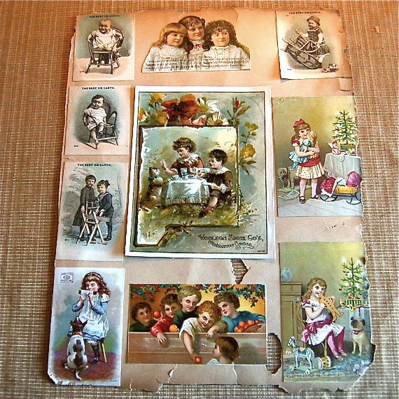 SALE 14 Victorian Trading Cards Die Cuts Lot of Two Pages