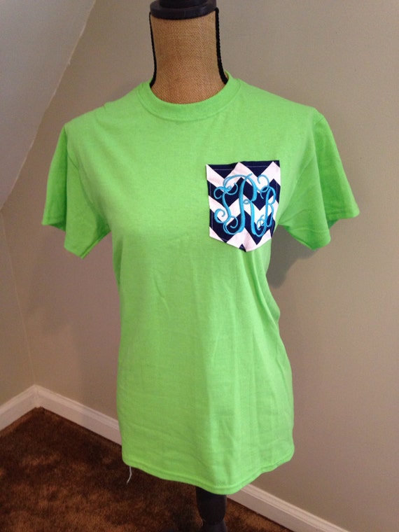 Personalized Monogrammed Chevron Pocket T-shirts by ElsBriarPatch