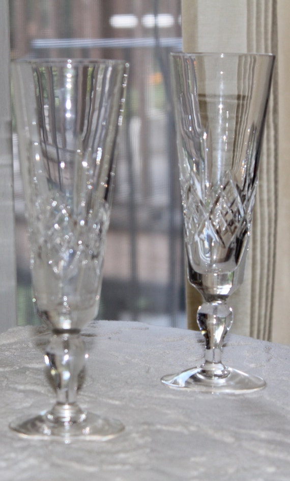 Vintage Waterford Irish Crystal Lismore Pattern Pair Champagne