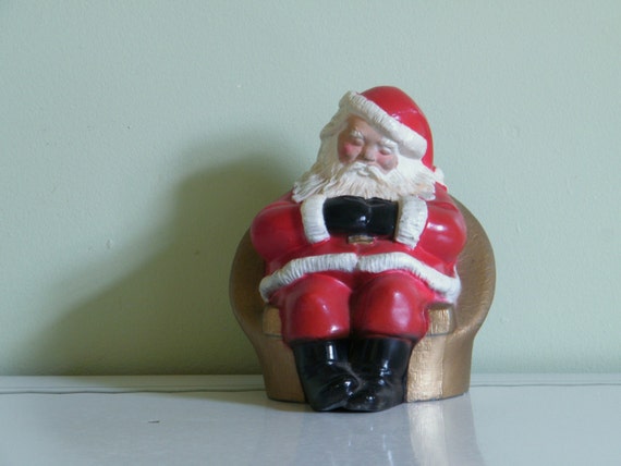 Vintage Sleeping Santa Metal Bank Banthrico Chicago Jamaica