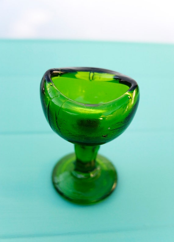 Vintage green glass eye wash cup