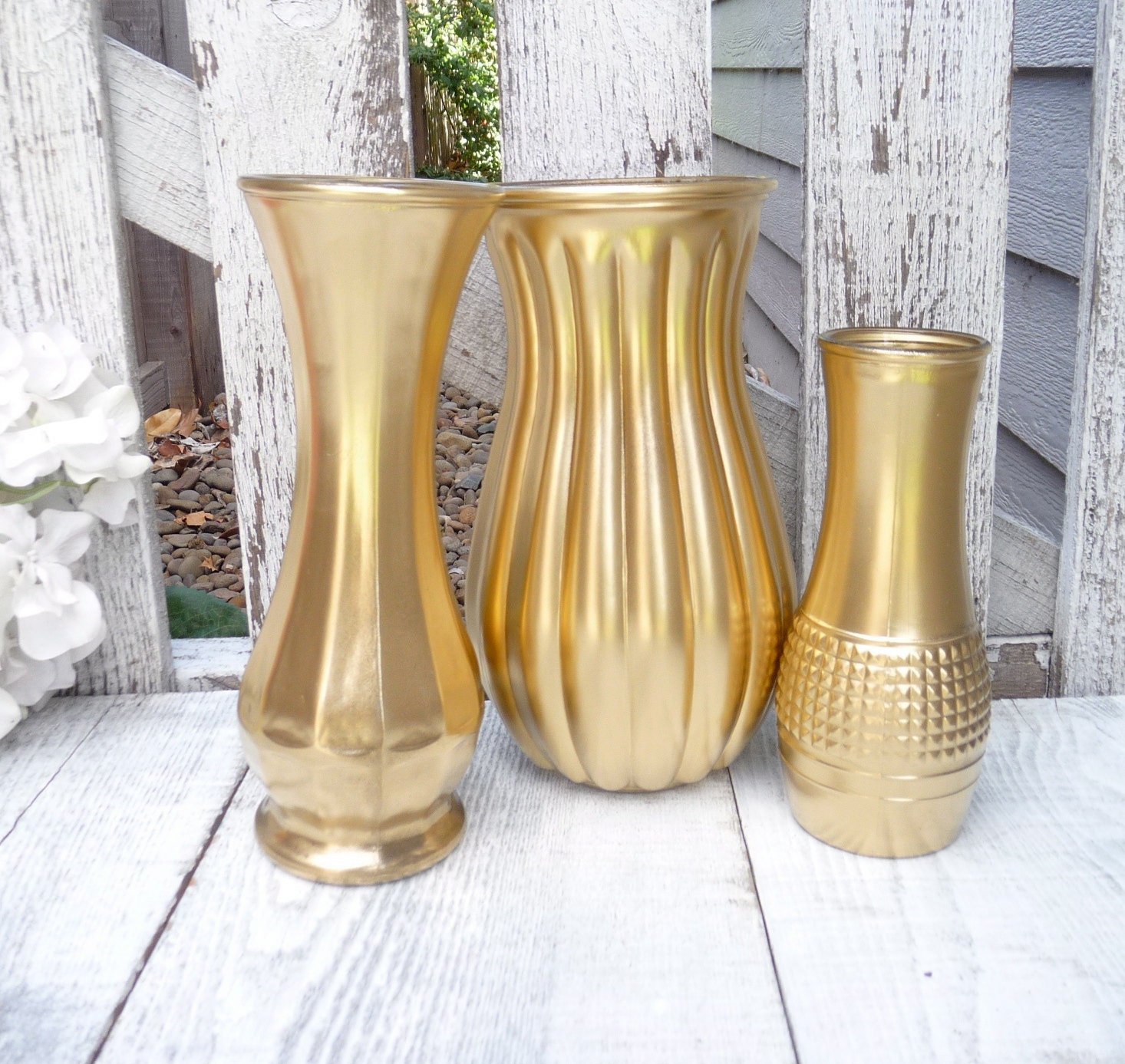 Metallic Gold Upcycled Vases Set of 3 by SoFrickinCute on Etsy