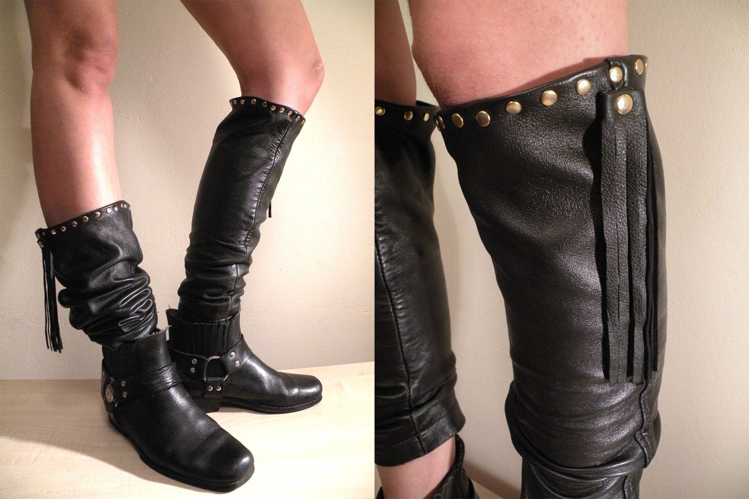 Handmade DIY Genuine Leather Leg Warmers / Socks