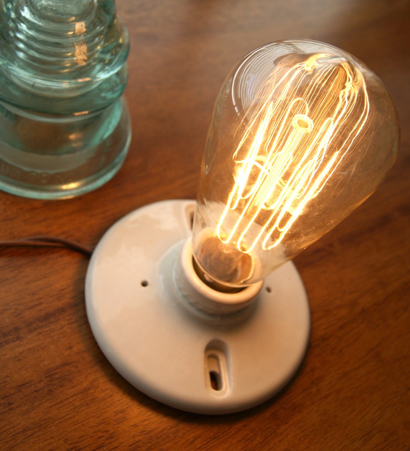 Vintage Ceramic Industrial Light Fixture with by AgaveTradingCo