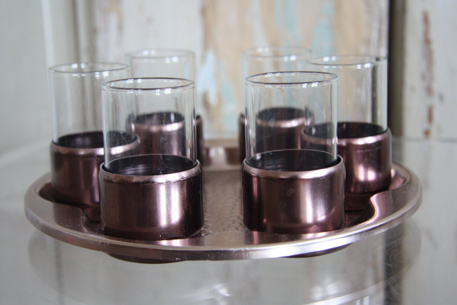 Purple Aluminum Shot Glasses and Tray Haute Juice