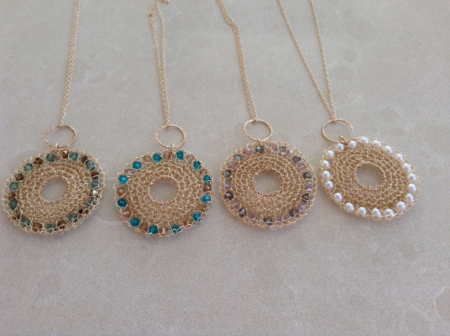 Large crochet necklace with Swarovski crystals by ChezJoelle item-thumbnail