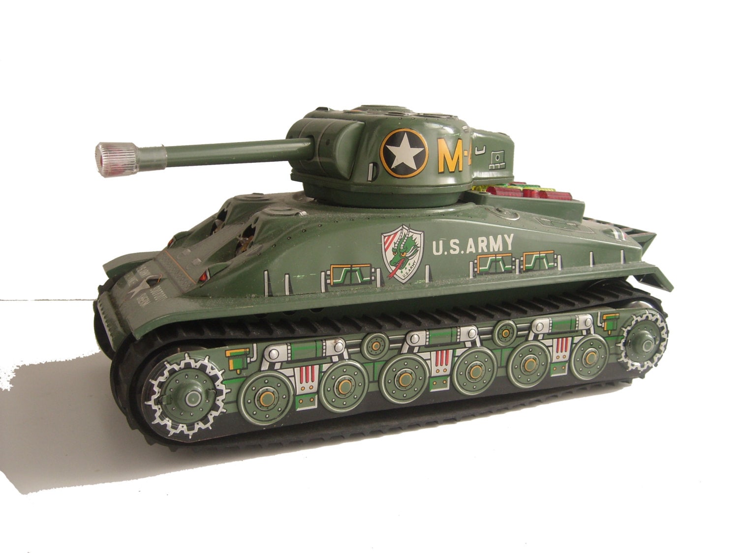 Vintage 60s Tin Toy Tank M4 Taiyo Japan