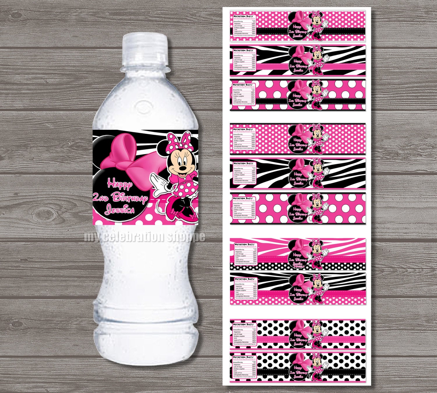 Minnie Mouse Water Bottle Labels Template