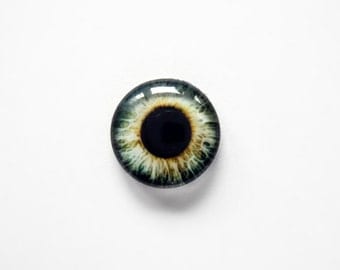 12mm handmade glass eye cabochon - grey eye - standard profile