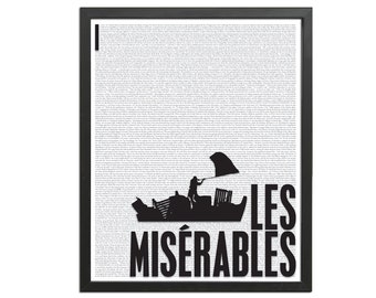 Les Miserables Victor Hugo - Book Art Print - Book Lovers Poster - Literature Poster - Les Mis - English Teacher Gift - Book Quote Art Print