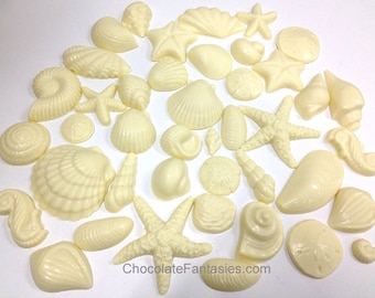 Chocolate Seashells 1 lb. - 43 pc. Decoration Pack Assorted Sizes 1-3" Any Flavor or Color, Perfect for Wedding Cakes, Made Fresh to Order