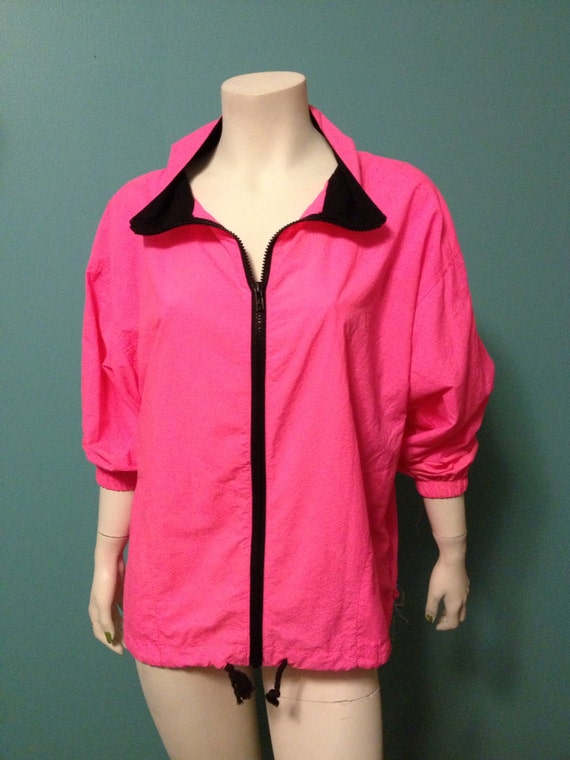 Neon Pink Vintage 80s Rain Jacket // READY TO SHIP by ShopVivacity