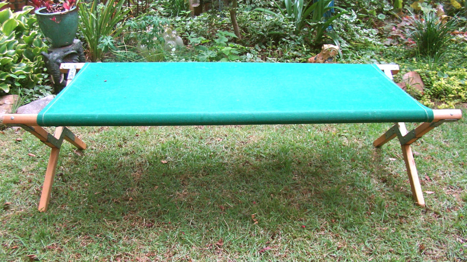 Vintage Child's Folding Cot 2. Canvas and Wood. Stowaway