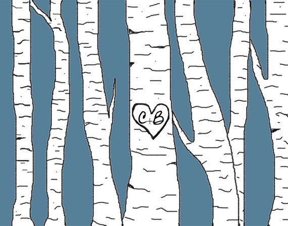 Items similar to Custom Printable DIY 11x14 Birch Tree with Initials ...