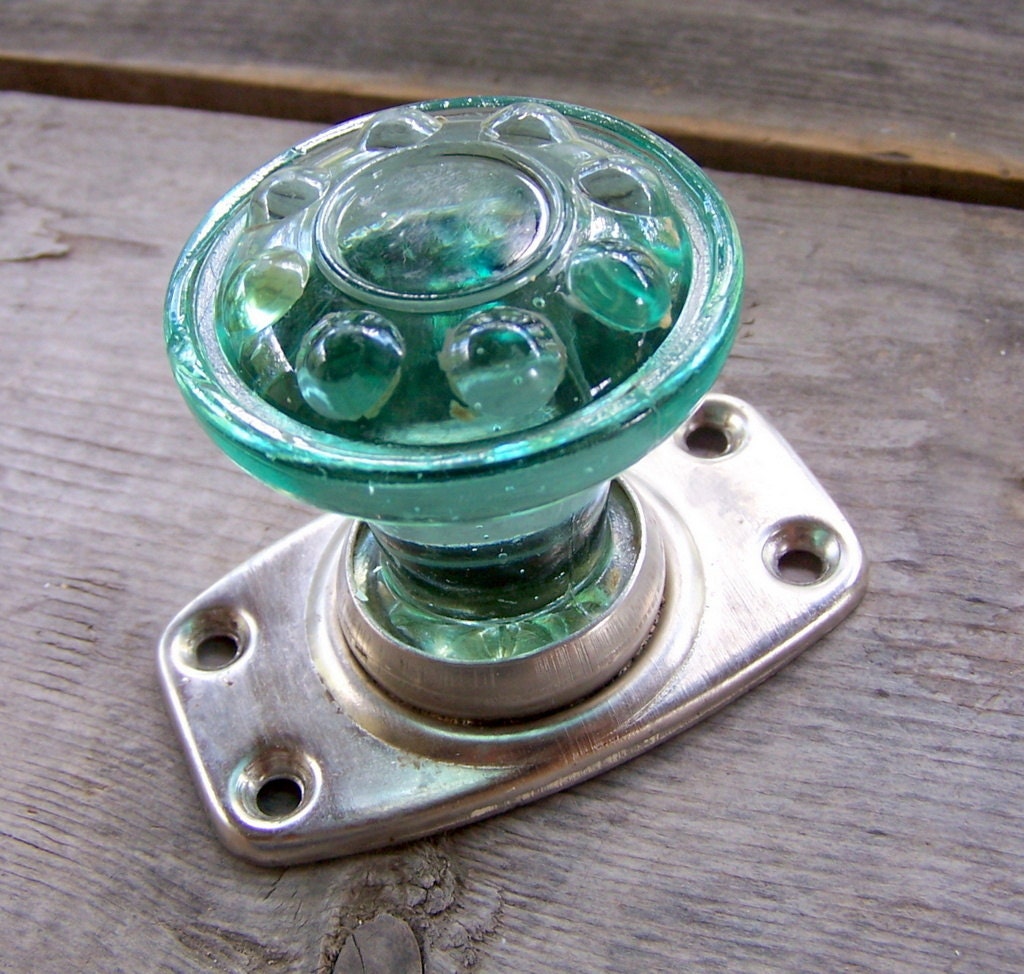 Vintage Green Glass Door Handle. Door Knob. Home by RarityFromAfar
