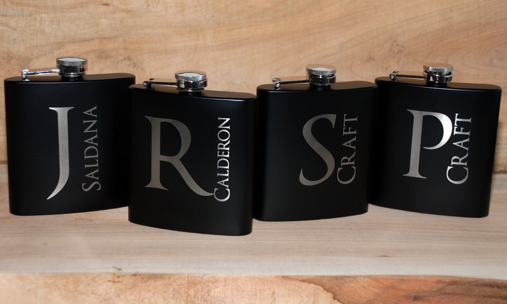 6 engraved Flasks Groomsmen flask Best man flask Custom