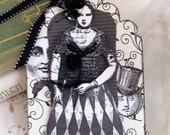 Paper Doll Gift Tag, Mixed Media, Art Tag, Keepsake, Victorian, Ornament, NECteam