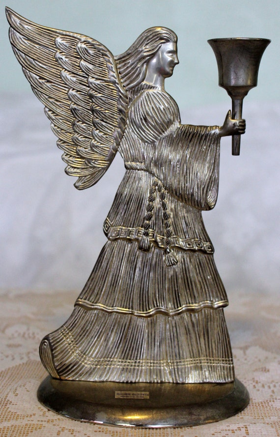 Silver Plated Angel Candle Holder by I.S. Co. 1994