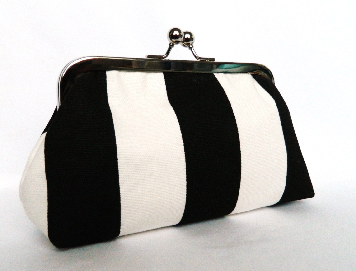 black white striped handbag