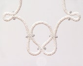 bridal necklace in white and light gray trimmings, handmade in italy necklace, necklace for bride