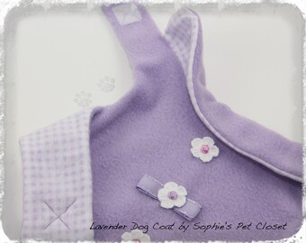 Lavender Dog Coat, XS, S, M.... Lilac Double Layer Coat For Dog, Winter Dog Coat, Fleece Dog Coat, Soft Purple Dog Clothing, Coat For Pets.