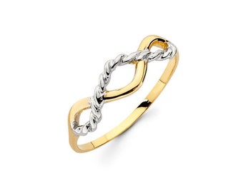14K Two Tone White and Yellow Gold Infinity Ring, Infinity Ring, 14k Solid Gold, Two Tone, White Gold, Yellow Gold, Infinity Design, Love