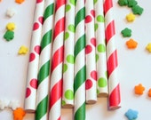 50 Christmas Holiday Paper Straws - With Free Printable DIY Flags Il_170x135