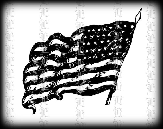 Items similar to American Flag Vintage Clip Art ...