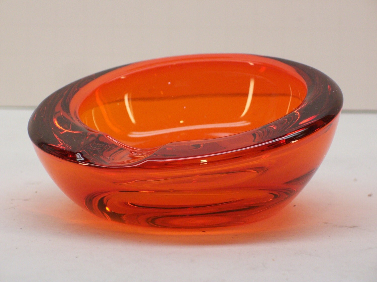 Vintage Bright Orange Glass Ashtray by GarageSaleGlass on Etsy