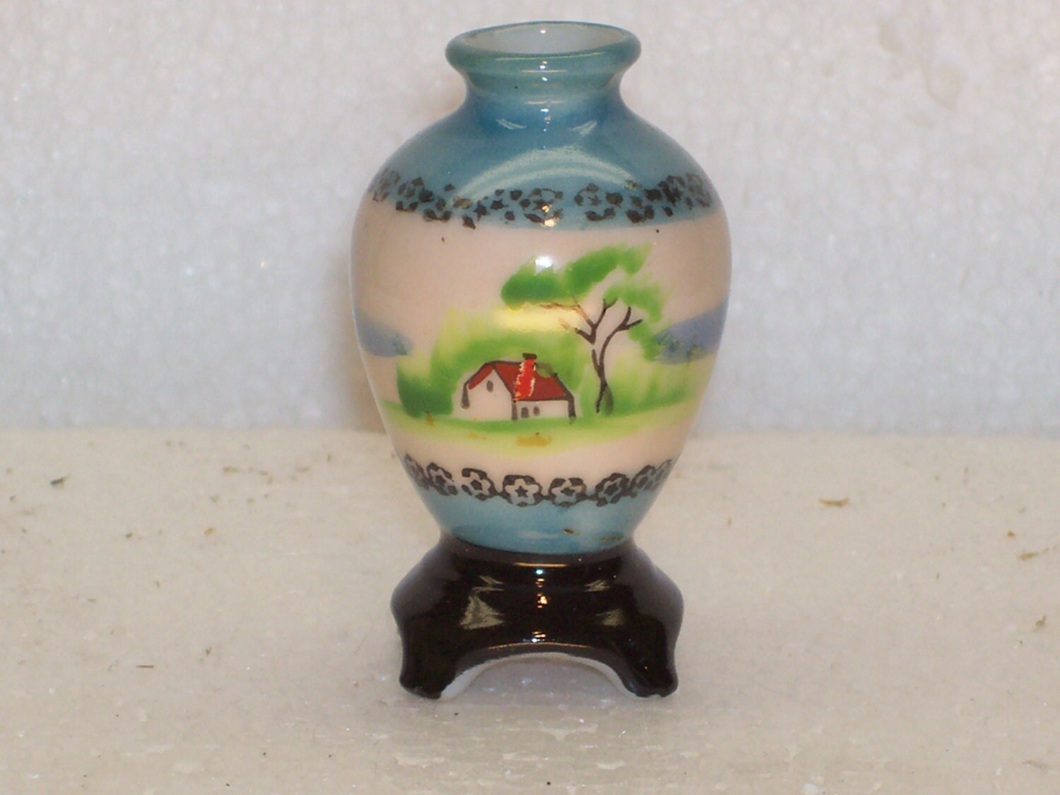 Occupied Japan H Kato Miniature Vase in White by GarageSaleGlass
