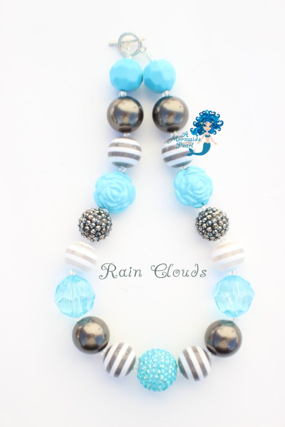 Items similar to Rain Clouds chunky bead necklace on Etsy