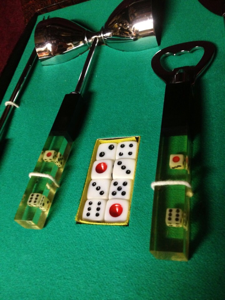 Unique Vintage Barware Set and Dice Original Box